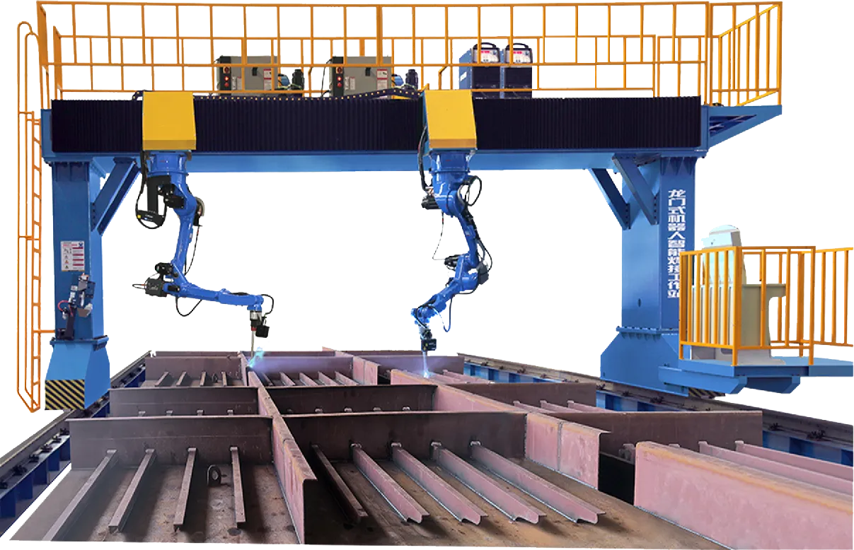 Longmen style single/dual robot intelligent welding workstation
